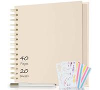 AIOR Album Photo Scrapbooking 21x21cm, Livre Fait à La Main DIY Album Spirale 40 Pages, Cadeaux Pour Bebe Enfant Mariage Voyage Festival L'Obtention Du DiplôMe (Blanc lait)