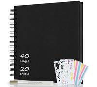 AIOR Album Photo Scrapbooking 21x21cm, Livre Fait à La Main DIY Album Spirale 40 Pages, Cadeaux Pour Bebe Enfant Mariage Voyage Festival L'Obtention Du DiplôMe (Noir)