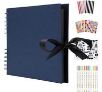 AIOR Album Photo Traditionnel, DIY Spirale Album Fait Main Bricolage Livre de Mémoire, Scrapbook Livre d'or de Mariage, Anniversaire de Mariage, Cadeau d'anniversaire (Bleu)