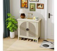 AIORBER Armoire à chaussures, design en forme d'éventail, étagères réglables, résistante à l'humidité, commodes, pour salon, vestibule, 80x40x80cm, naturel