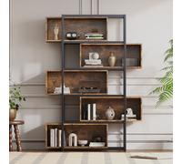 AIORBER Bibliothèque, 5 étages, avec étagères, grand espace de rangement, anti-rayures, étanche, anti-basculement, pour bureau, salon,121x35x176cm,Marron