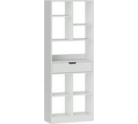 AIORBER Bibliothèque, construction robuste, étagère sur pied, avec 9 étagères, 1 tiroir, avec sécurité anti-basculement, pour salon, bureau, 60 x 26 x 158 cm, blanc