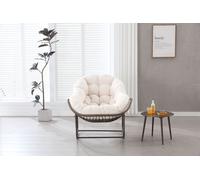 AIORBER Chaise à bascule, 6" rembourrée, douce et confortable, châssis stable en acier, supporte jusqu'à 120 kg,43,7x37,2x31,5cm, pour jardin, terrasse, blanc