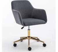 AIORBER Chaise de bureau, chaises, recouvertes de velours, socles dorés, réglable en hauteur, pivotant à 360°, roulettes anti-rayures, pour bureau & études, 58 x 58 x 86 cm