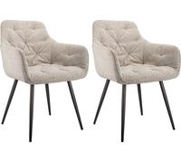 AIORBER Chaise de salle à manger, lot de 2, avec accoudoirs, tissu bouclé, chaise de cuisine, structure métallique robuste, pour salon & salle à manger,57 x 58 x 84 cm, Gris