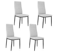AIORBER Chaise de salle à manger, lot de 4, dossier haut, pieds métalliques, lin,antitaches et durable, pour salon, salle à manger, 40 x 39 x 94 cm, Gris