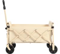 AIORBER Chariot à bras, 70L, pliable,avec grandes roues,poignée à enroulement automatique,trolley,châssis stable en acier,pour le camping,les courses,66x41x44,5cm,Beige