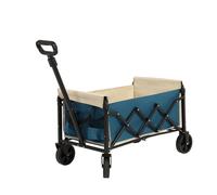 AIORBER Chariot à bras, 70L, pliable,avec grandes roues,poignée auto-enroulante,trolley,châssis stable en acier,pour le camping,les courses,66x41x44,5cm, bleu