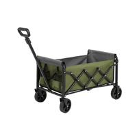 AIORBER Chariot à bras,70L, pliable,avec grandes roues,poignée auto-enroulante,trolley,châssis stable en acier,pour le camping,les courses,66x41x44,5cm,vert armée