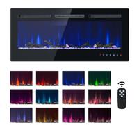 AIORBER Cheminée électrique 900/1800W- Cheminée électrique murale avec effet de flammes 3D, télécommande, chauffage, thermostat, 106,5 x 46,5 x 12cm, noir