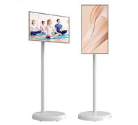 AIORBER Écran tout-en-un 24 pouces Smart Touch, caméra 4K, pied à roulettes, haut-parleur 3D, résolution 1920 x 1080 pixels, blanc