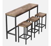 AIORBER Ensemble de table de salle à manger, table de salle à manger avec 3 chaises, structure métallique, longue salle à manger, peu encombrant, durable, pour salon, cuisine, 153x40x90cm, naturel