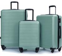 AIORBER Ensemble de valises, bagage à main, matériau ABS, serrure à combinaison de pouces TSA, barre de traction télescopique à trois niveaux, 4 roues, roue silencieuse à 360 degrés,Vert foncé