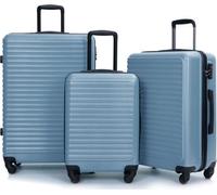 AIORBER Ensemble de valises, bagage à main, matériau ABS, serrure à combinaison de pouces TSA, barre de traction télescopique à trois niveaux, 4 roues, roue silencieuse à 360 degrés, bleu