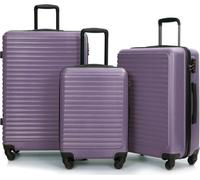 AIORBER Ensemble de valises, bagage à main, matériau ABS, serrure à combinaison de pouces TSA, barre de traction télescopique à trois niveaux, 4 roues, roue silencieuse à 360 degrés,Violet foncé