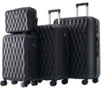 AIORBER Ensemble de valises, M-L-XL, avec trousse de toilette, barres de traction télescopiques, roues silencieuses 360° grandes, légères,matériau ABS, sangles croisées, noir