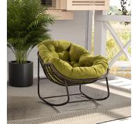 AIORBER fauteuil à bascule,rotin tressé à la main avec coussins moelleux,capacité de charge jusqu'à 250lbs,fauteuil lounge,43,7x37,2x31,5cm,pour balcon, salon,vert