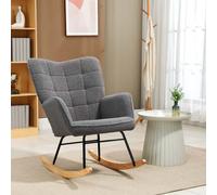 AIORBER Fauteuils, dossier haut, chaise longue rembourrée, patins en bois, accoudoirs, pour salon, rocking chair, 98x71x101cm, gris foncé
