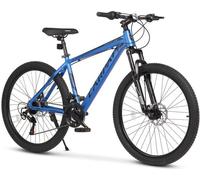 AIORBER Hardtail, 26 pouces, avec dérailleur 21 vitesses & fourche suspendue, cadre aluminium, passage de câbles intégré, 85% prémonté,pour Trail & Outdoor,Bleu