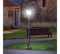 AIORBER Lanterne de jardin à énergie solaire, capteur de lumière automatique, boîtier IP44 résistant aux intempéries, 29 lumens, mode économie d'énergie, 15 x 15 x 120 cm, noir
