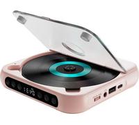 AIORBER Lecteur CD portable Bluetooth, charge rapide USB-C, ultra-plat & compact, MP3/WMA, touches tactiles, AUX, pour les déplacements & la maison, Rose