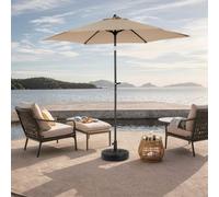 AIORBER Parasol, Outdoor Parasol, avec manivelle sans support, 100 % polyester, pliable des deux côtés, 12 baleines en acier, pour jardin & piscine