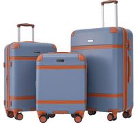 AIORBER Set de valises, valises à coque dure, valises trolley, résistantes à la pression et à l'abrasion, matériau ABS, serrure de douane TSA, pour voyages d'affaires, voyages, bleu