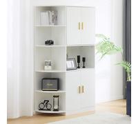 AIORBER Sideboard,180 cm, avec étagère d'angle flexible, stable, grand espace de rangement, matériau écologique, pour la salle à manger, le salon, 100x40x180 cm, blanc
