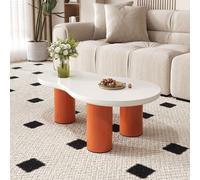 AIORBER Table basse en forme de nuage, MDF laqué, pieds de table en PVC, bords arrondis, durable, table, pieds orange, 99,5 x 43 x 35,5 cm, Blanc