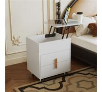 AIORBER Table de nuit, prise de charge USB, avec deux tiroirs, table pliante dépliante, pour chambre à coucher, salon, 40x49x55cm, blanc