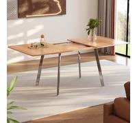 AIORBER Table de salle à manger extensible 140-180 cm, Design flexible, aspect bois, grande capacité de charge jusqu'à 60 kg,alliage robuste, pour salon,salle à manger, nature