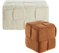 AIORBER Tabouret, 2pcs, bandes de mousse imbriquées, tissu cordé, doux, matériau écologique, pour chambre à coucher, couloir,70x40x40cm, Beige