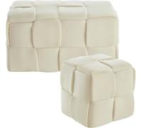 AIORBER Tabouret, 2pcs, bandes de mousse imbriquées, tissu cordé, doux, matériau écologique, pour chambre à coucher, couloir,70x40x40cm, Beige