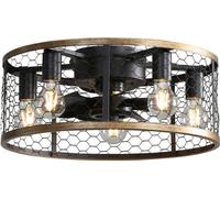 AIORBER Ventilateur de plafond, avec éclairage et télécommande, 6 niveaux de vitesse, minuterie, moins de 35db de bruit, chambre à coucher, salle à manger, noir
