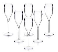 Aios Lot de 6 flûtes à champagne de grande qualité en polycarbonate qui donne l’effet élégant du verre mais ajoute la résistance du plastique Idéal pour les pique-niques, sur la plage, piscine, barbecue, en extérieur, jardin. Lavables et réutilisables. Passent au lave-vaisselle.