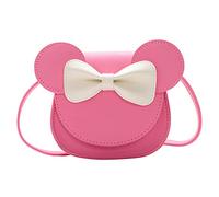AioTio Cute Bow Sac à Bandoulière pour Petites Filles, Sac à Bandoulière en PU pour Garçons, Filles et Tout-petits(Rose rouge)
