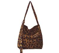 AioTio Grand Sac Cabas Femmes, Sacs de Plage, Sacs à Bandoulière en Velours Côtelé Ultralégers pour Voyage, Gym et Shopping(Léopard II)