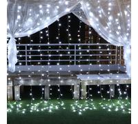 Aiou-Cortina De Luz 3x3m 300 Luces Led De Cascada Con 8 Patrones De Iluminación Cortina De Luz Impermeable Para Jardín Al Aire Libre Y Decoraciones De Habitaciones Interiores Año Nuevo,Fiesta,Bodas