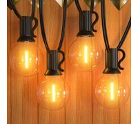 AIOU-Guirlande Guinguette Extérieur G40,7.6M/ 25Ft Guirlande Lumineuse Exterieure Avec E12 12+1 Led Ampoules Ip45 Imperméable,Blanc Chaud Chaîne Lumiere Exterieur Pour Patio Fête Mariage