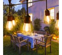 AIOU-Guirlande Lumineuse Exterieure,10M S14 Guirlande Guinguette Avec E27 10+1 Plastique Led Ampoules,Étanche Ip65 Blanc Chaud Guirlande Electrique Pour Terrasse,Jardin,Mariage