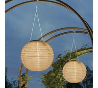 AIOU-Lot De 2 Lampions Solaires D'Extérieur-20 Cm-En Nylon-Résistant Aux Intempéries-Pour Jardin,Terrasse,Mariage,Décoration De Fête (Blanc Chaud)