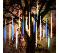 AIOU-Lumières De Noël Extérieures,Lumières D'Averse Météorique 50Cm 10 Tubes Spirales 540 Led 3.15M De Longueur Allumée,Lumières D'Icicle Étanches Pour Décoration De Noël En Extérieur,Multicolore