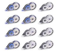 AIOUHMYM 12 Pcs Souris Correcteur Blanc, Ruban Correcteur Blanc, Rubans Correcteurs de Poche à Enrouler pour école, Bureau et Maison (6 noirs, 6 blancs)