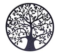 AIOXY Décoration Murale en Métal Arbre de Vie en Métal, Décoration Intérieure, Tente Murale 30x30 cm Noir