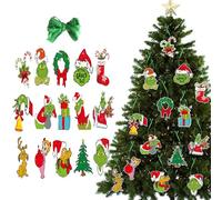 Aipeeo 30 pcs Grinchs Lot de, Ornement de Grinchs, Décoration en Papier pour l'arbre de Noël
