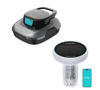 AIPER Scuba SE Robot Piscine sans Fil + HydroComm Moniteur Piscine, 90 Min autonomie, arrêt Automatique, pour piscines Hors Sol jusqu'à 80 m², Test Eau 24/7, 5-en-1, Pack Nettoyage + Analyse de l'eau