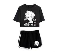 AIPILEI Survêtement My Hero Academia à manches courtes pour femme - T-shirt à manches courtes - Vêtements de sport d'été décontractés - Haut court et short - Ensemble pyjama - Vêtements de yoga, Type