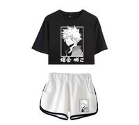 AIPILEI Survêtement My Hero Academia à manches courtes pour femme - T-shirt à manches courtes - Vêtements de sport d'été décontractés - Haut court et short - Ensemble pyjama - Vêtements de yoga, Type