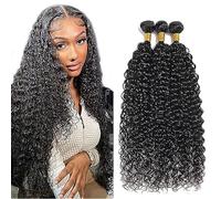 AiPliantfis Bundles Human Hair Extension Curly Wave Natural Black Tissage Naturel Cheveux Humain Unprocessed Virgin Hair 100g/PC 300g Total Unprocessed Virgin Hair for Women 26 28 30 Pouce