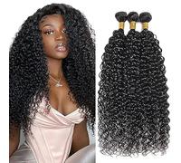 AiPliantfis Extensions de cheveux humains ondulés noirs naturels #1b - 300 g - 100 % non traités - Sans colle - 40,6 cm, 45,7 cm, 50,8 cm